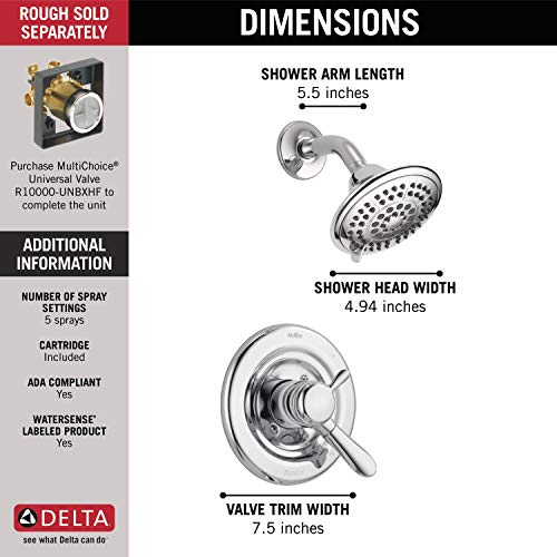Single-Function Shower Faucet Set with 5-Spray Shower Head, Chrome Trim Kit C8987