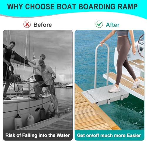 Boat Boarding Platform with Handrail, Folding Dock Step M3596