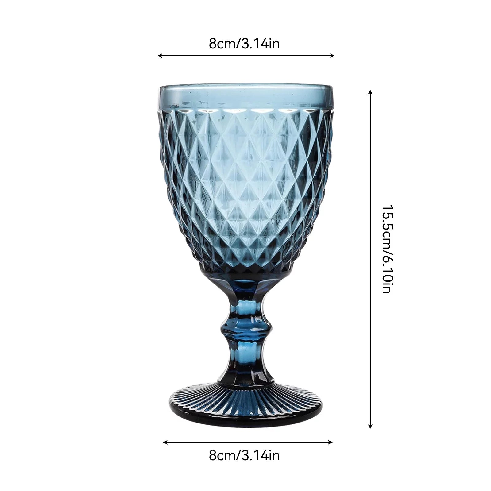 Embossed Retro Glass Goblet 8 oz for Wine and Beverage, Set of 6 J55086