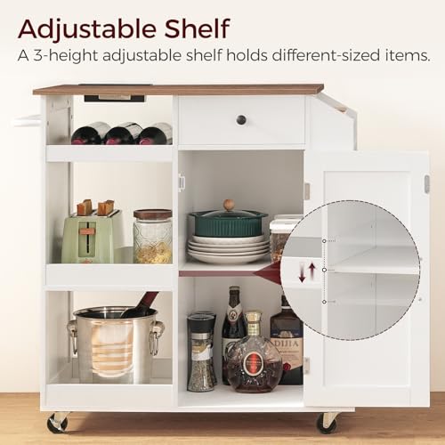 Kitchen Island with Power Outlet and Drawer, Rolling Cart on Wheels R667501
