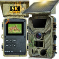 Solar Trail Camera, 5K WiFi Game Camera, 5200mAh Forever Power, 64GB SD Card, IP66 Waterproof,120° Wide Angle Night Vision for Outdoor Detection, Monitoring Trail Cameras, H.264 MP4 Video