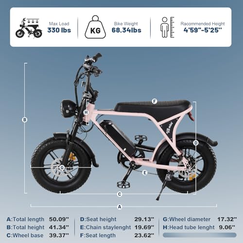 Electric Bike for Adults, 16" Fat Tire, 500W Motor, 20MPH W5814