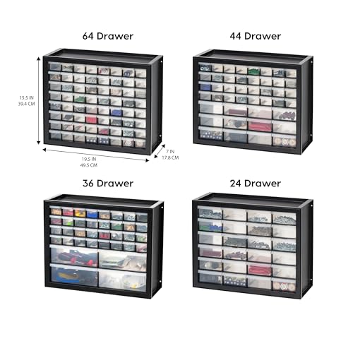Screw Tool Organizer Small Parts Cabinet Chest, 44-Drawer Hardware Storage, Black S931