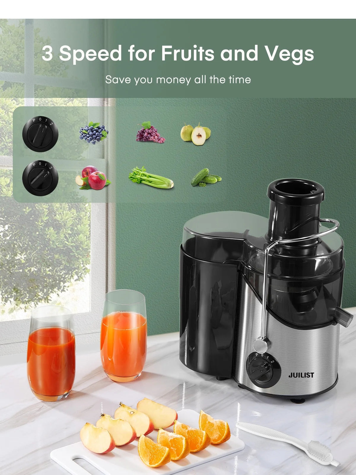 Juicer Machine with 3" Feed Chute, Easy to Clean, Black H1868