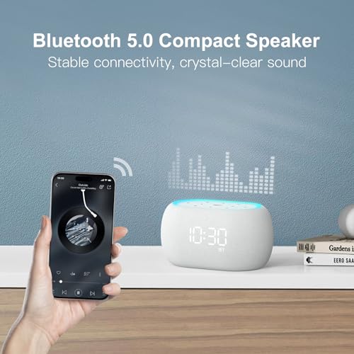 White Noise Sound Machine Alarm Clock with Bluetooth Speaker G270