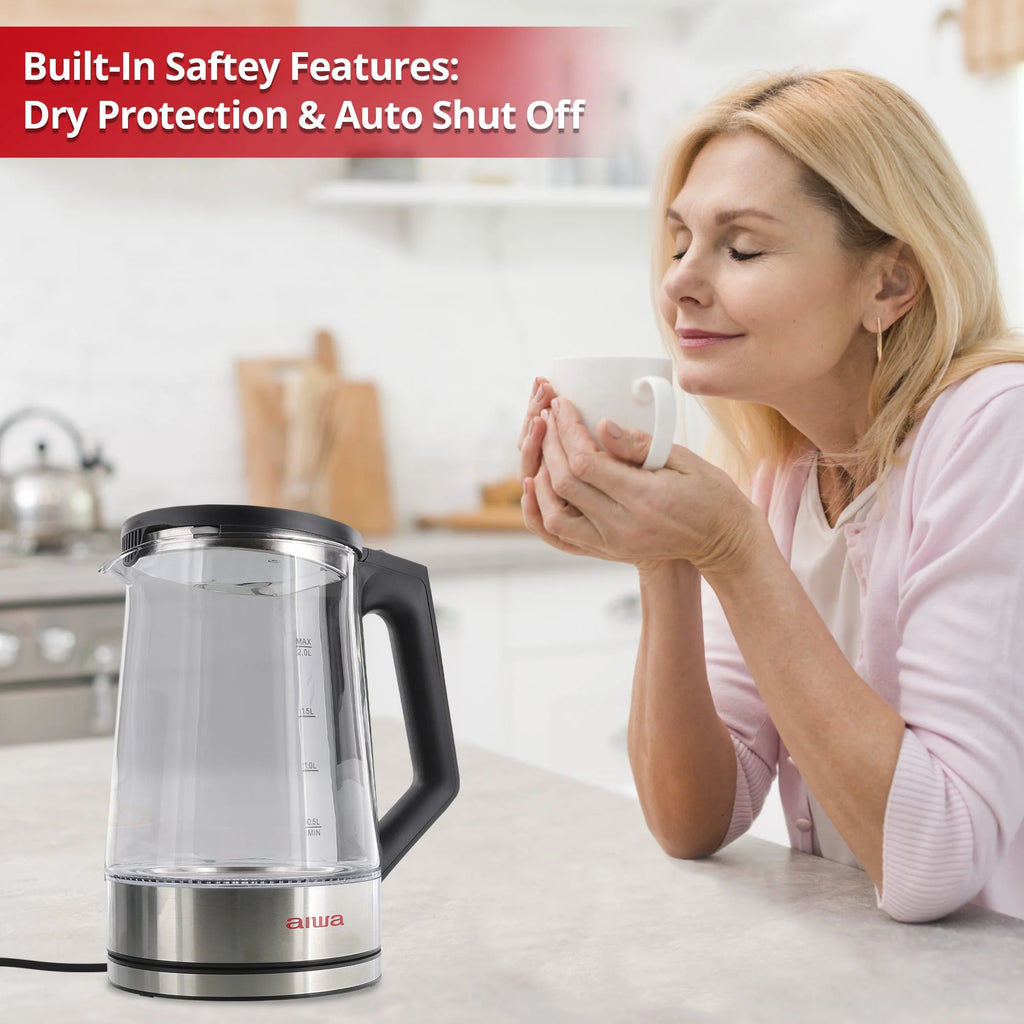 Electric Black Tea Kettle 8.4 Cups with Blue Indicator Lights M9229