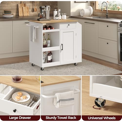 Kitchen Island with Power Outlet and Drawer, Rolling Cart on Wheels R667501