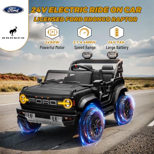 2 Seater Ride On Car for Kids, 24v Electric Truck with Remote Control, Blue V213