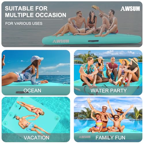 Inflatable Floating Dock Platform with Non-Slip Surface for Pool Beach Ocean B86969
