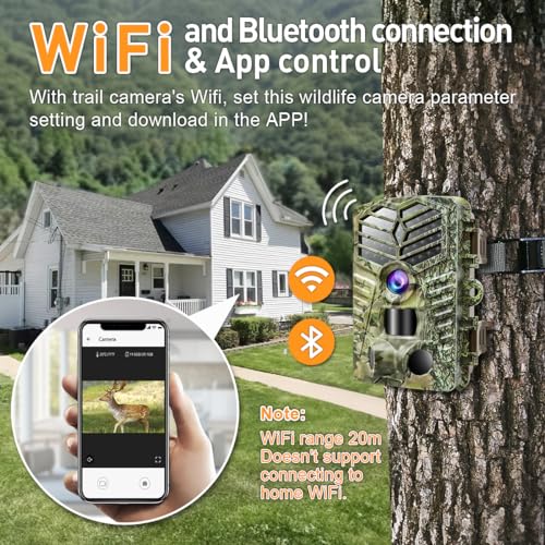 Trail Camera WiFi Bluetooth, 2.7K 48MP Night Vision Motion Activated, IP66 Waterproof N16158