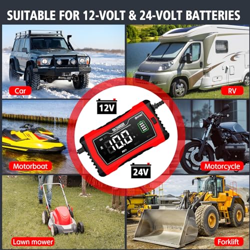 Smart Car Battery Charger 10-Amp 12V/24V with Trickle and Desulfator D370865