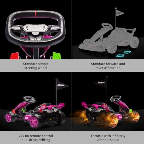 Electric Drift Kart for Kids, Ride-On Car with Adjustable Seat A721
