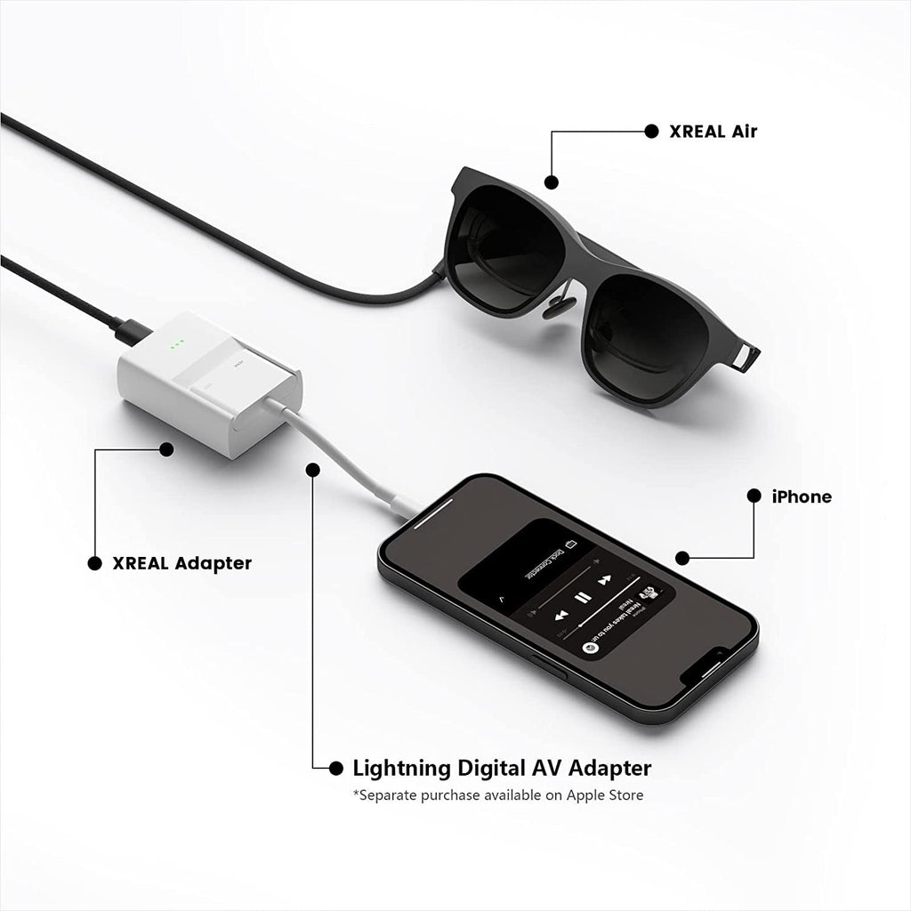 AR Glasses and Adapter Bundle with Electrochromic Dimming, 120Hz 130" Display B4545