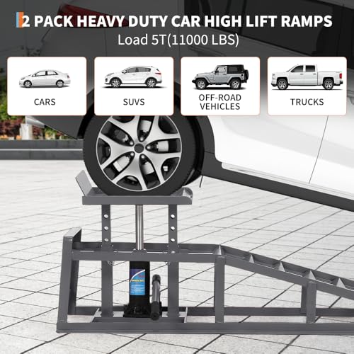 Hydraulic Car and Truck Service Ramps, 5 Ton Capacity, Adjustable Height M5181