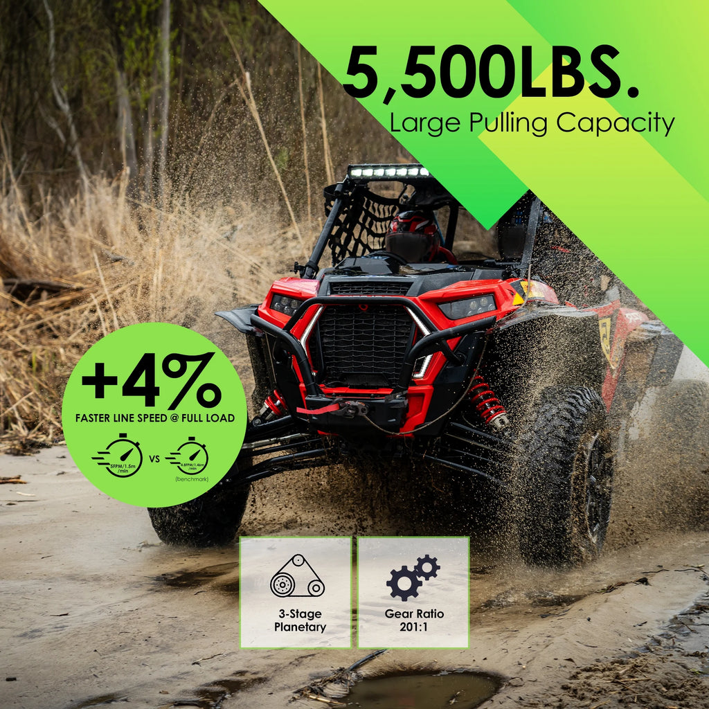 5500 lb 12V DC Electric UTV Winch with 50ft Synthetic Rope G866