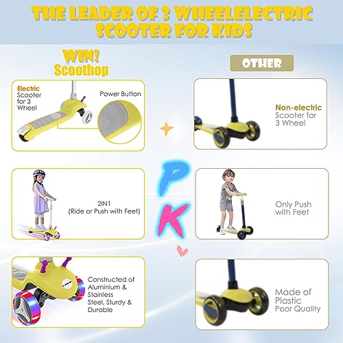 Electric Scooter for Kids Ages 3-8, 3 Wheel, Adjustable Height K687297