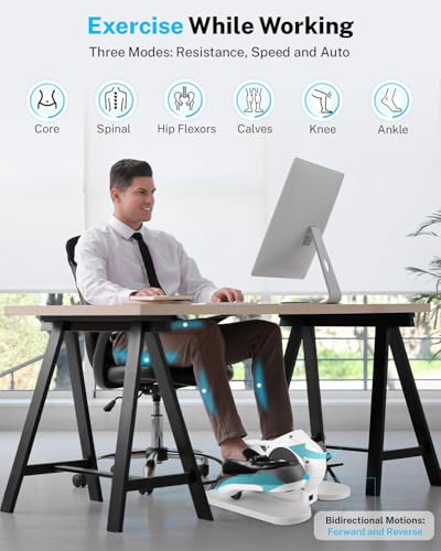 Under Desk Elliptical Leg Exerciser for Seniors, 3-in-1 Seated Pedal Machine with 10 Resistance Levels Z5447