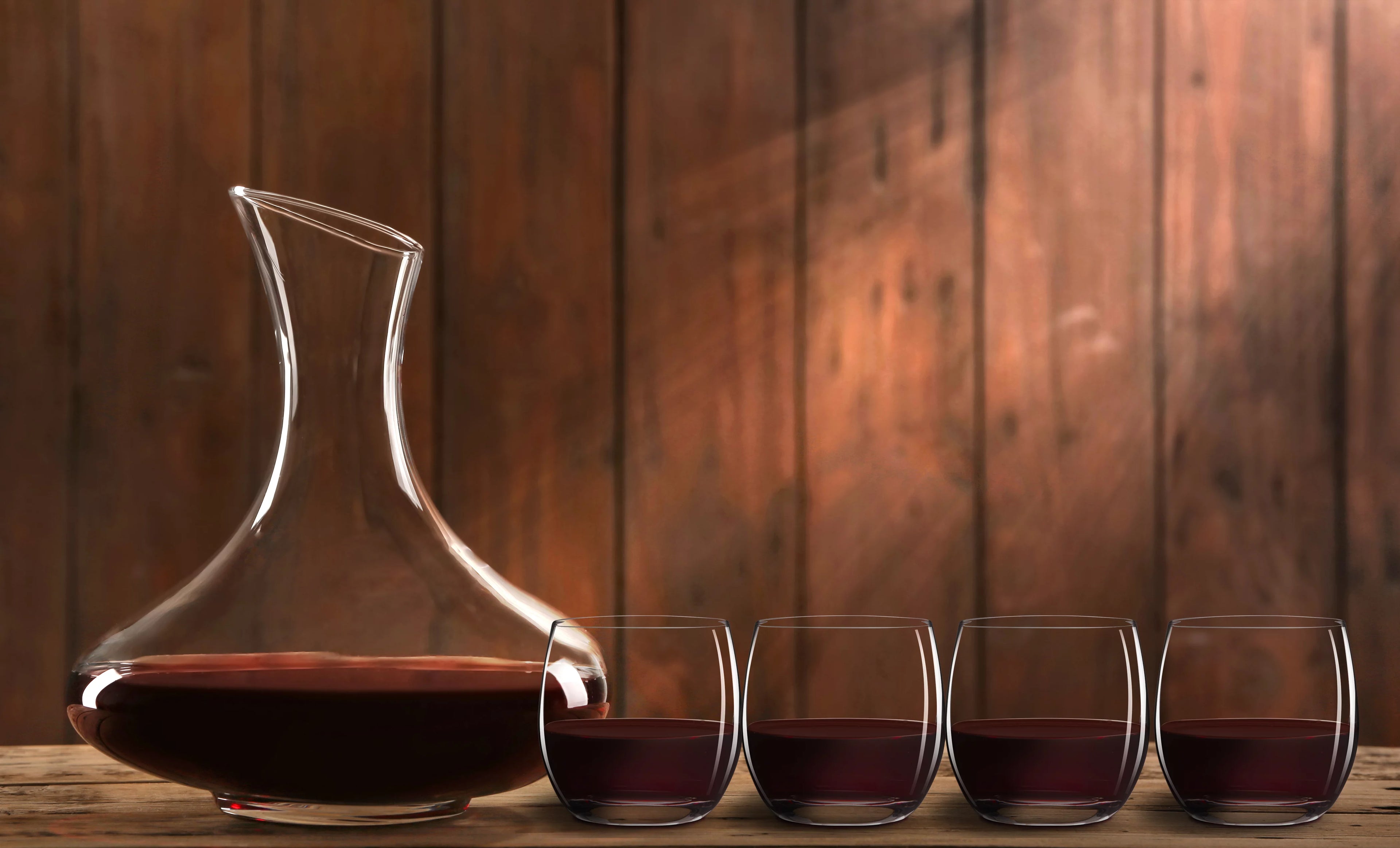 Wine Decanter Carafe Aerator with Stemless Glasses, 5-Piece Set X704678
