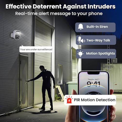 2K Wireless Outdoor Security Camera, Battery Powered, AI Motion Detection, 2-Way Talk X198