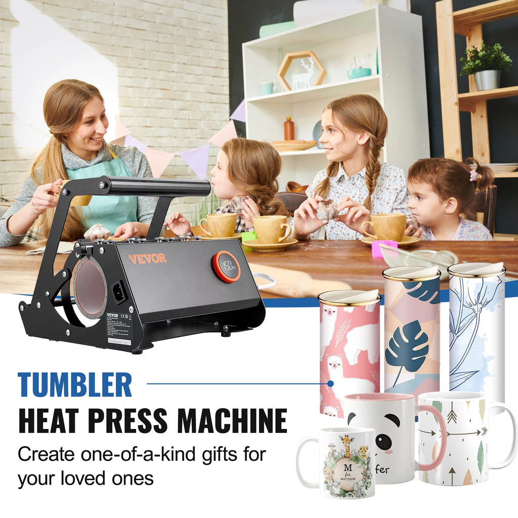 Tumbler Heat Press Machine for 30oz Straight Skinny Tumblers with Gloves and Tape T78232
