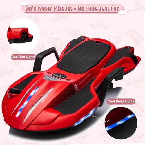 24V Electric Ride On Toy for Kids, Drift Cart with Side Handlebars, LED Lights & Music J79370