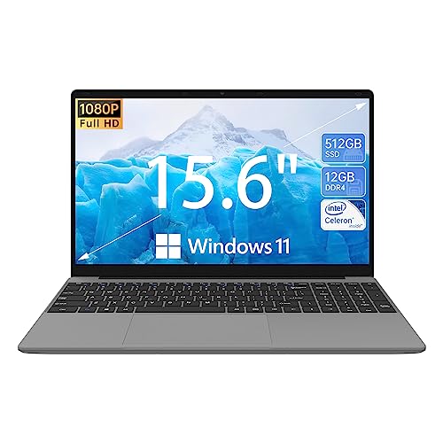 ApoloSign 15.6 Inch Laptop Computer, Windows 11 Laptops with 12GB RAM 512GB SSD, FHD IPS 1920x1200 Display, Celeron N5095 Quad-Core Processor (Up to 2.8GHz), 2.4G+5G WiFi, 178° Open Angle