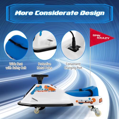 Electric Drifting Go Kart for Kids, 24V Ride On Drift Car with 360° Spin K189