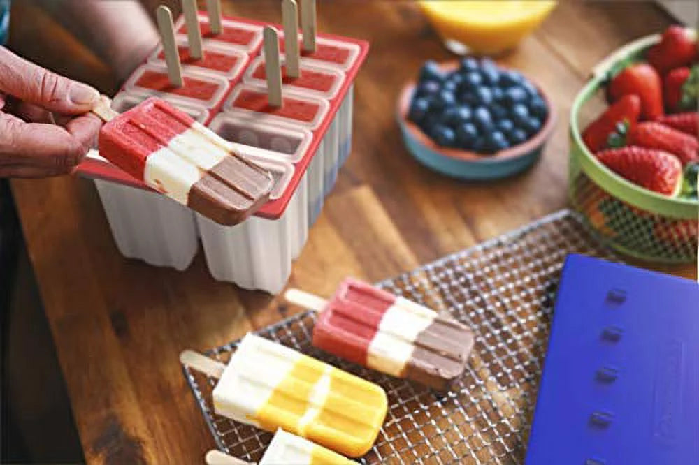 Ice Pop Maker - Frozen Popsicle Mold Kit with 10 BPA Free Molds and 50 Wood Sticks R455323