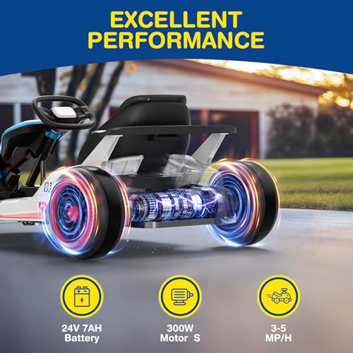 24V Electric Go Kart for Big Kids with 5-Point Safety Belt I93490