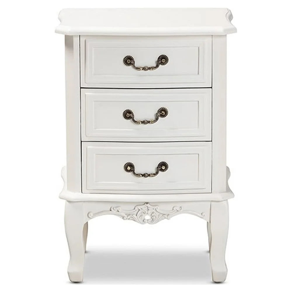 French Country 3-Drawer Wood Nightstand E47452