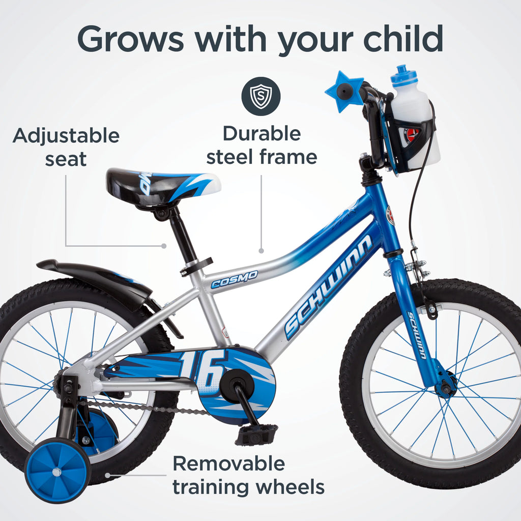 16 inch BMX Kids Bike, Single Speed, Blue / Grey P65677