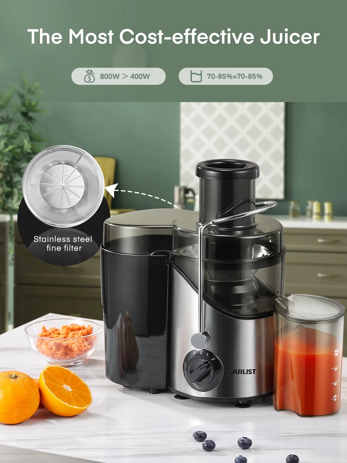 Juicer Machine with 3" Feed Chute, Easy to Clean, Black H1868
