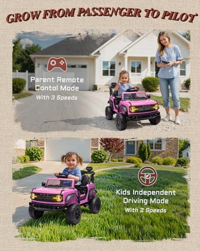 24V Ride on Car for Big Kids, 2 Seater with Remote Control, 4-Wheeler Suspension, 3 Speeds, LED Lights D981