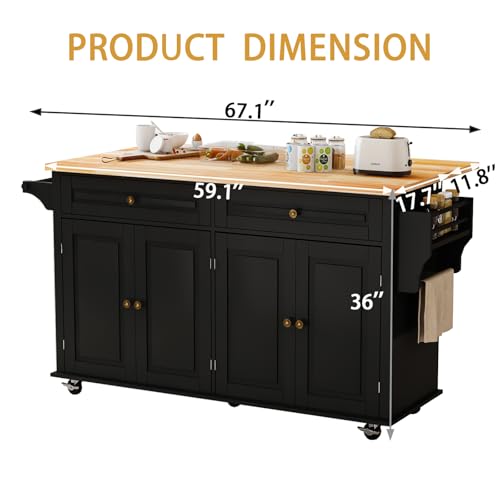 Movable Kitchen Island with Drop Leaf and Power Outlet Y932