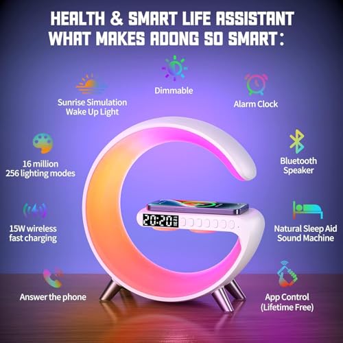 Wireless Charging LED Table Lamp with Bluetooth Speaker and Alarm Clock Z398