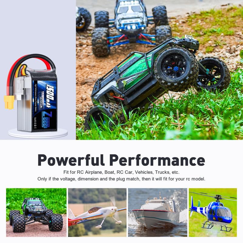 4S Lipo Battery 1500mAh 14.8V 120C with XT60 Plug for RC Models (2 Pack) O6079