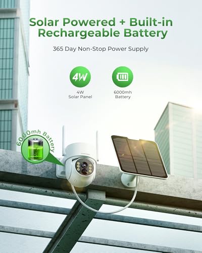 Solar Security Cameras Wireless Outdoor with 10" Monitor, 2K Color Night Vision, 2-Way Audio R5350