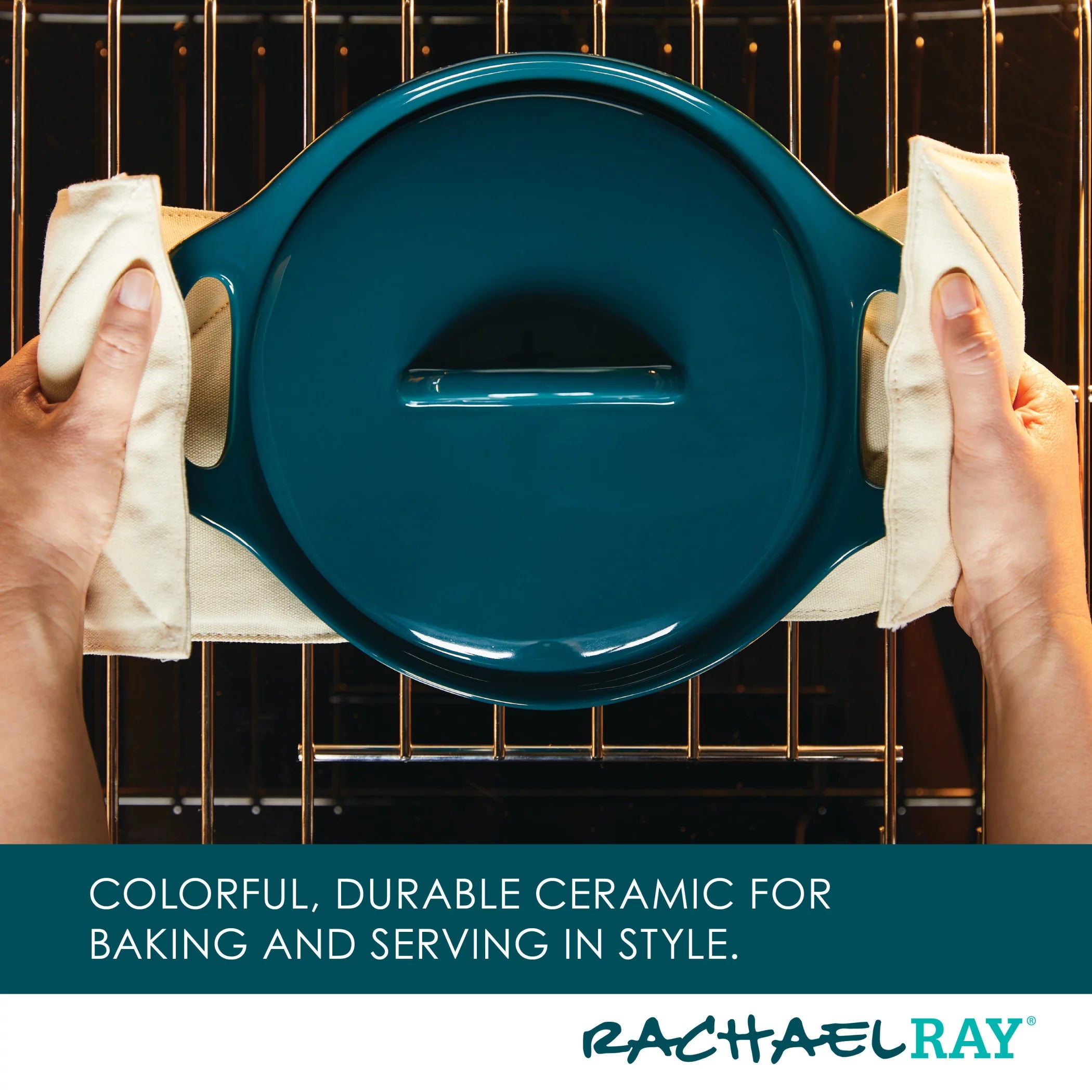 Ceramic Casserole Bakers with Lid Set, 3-Piece, Teal T761969