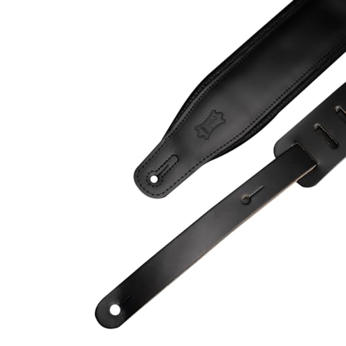3" Wide Leather Guitar Strap with Foam Padding, Black O895