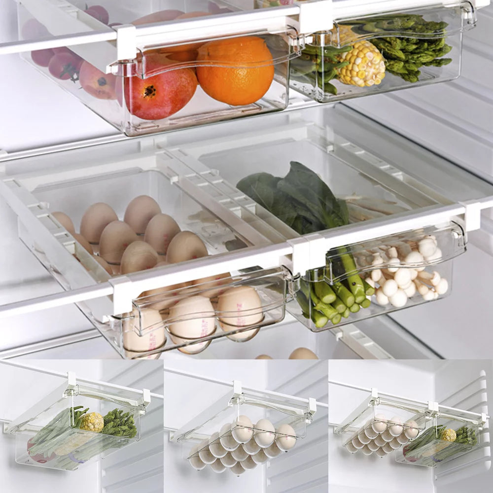Transparent Refrigerator Egg Tray with Handle, Vegetable Storage Box F36791