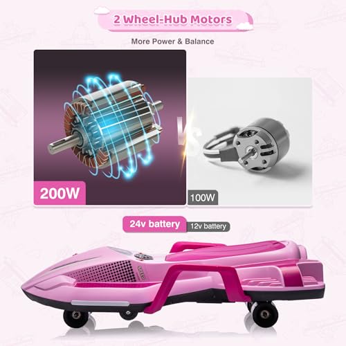 24V Electric Ride On Toy for Kids, Drift Cart with Side Handlebars, LED Lights & Music J79370