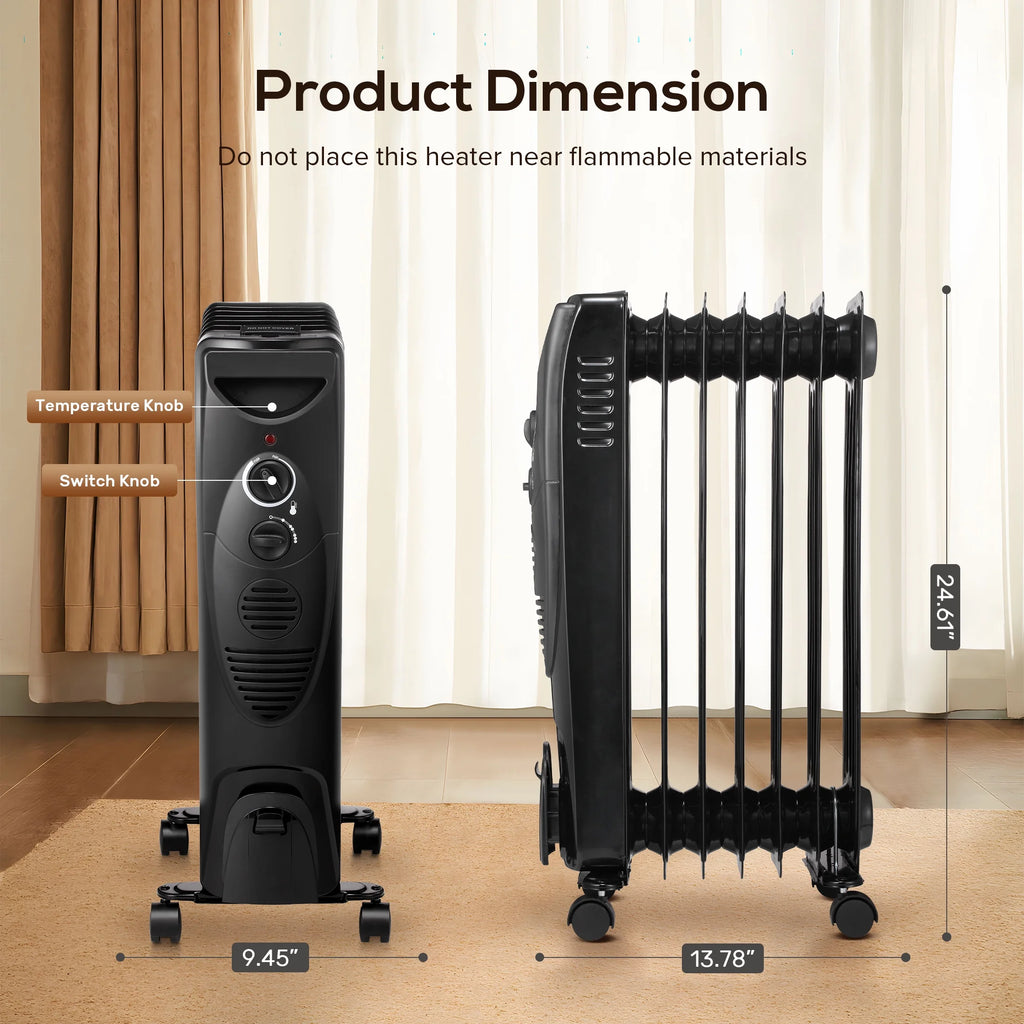 Electric Oil Filled Radiator Heater with Thermostat S7115