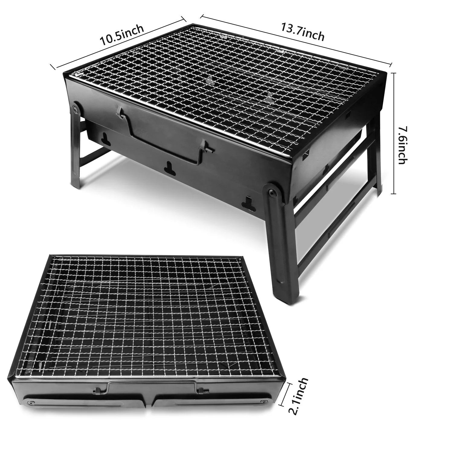 Foldable BBQ Charcoal Grill, Portable Stainless Steel Tabletop Barbecue Y537776