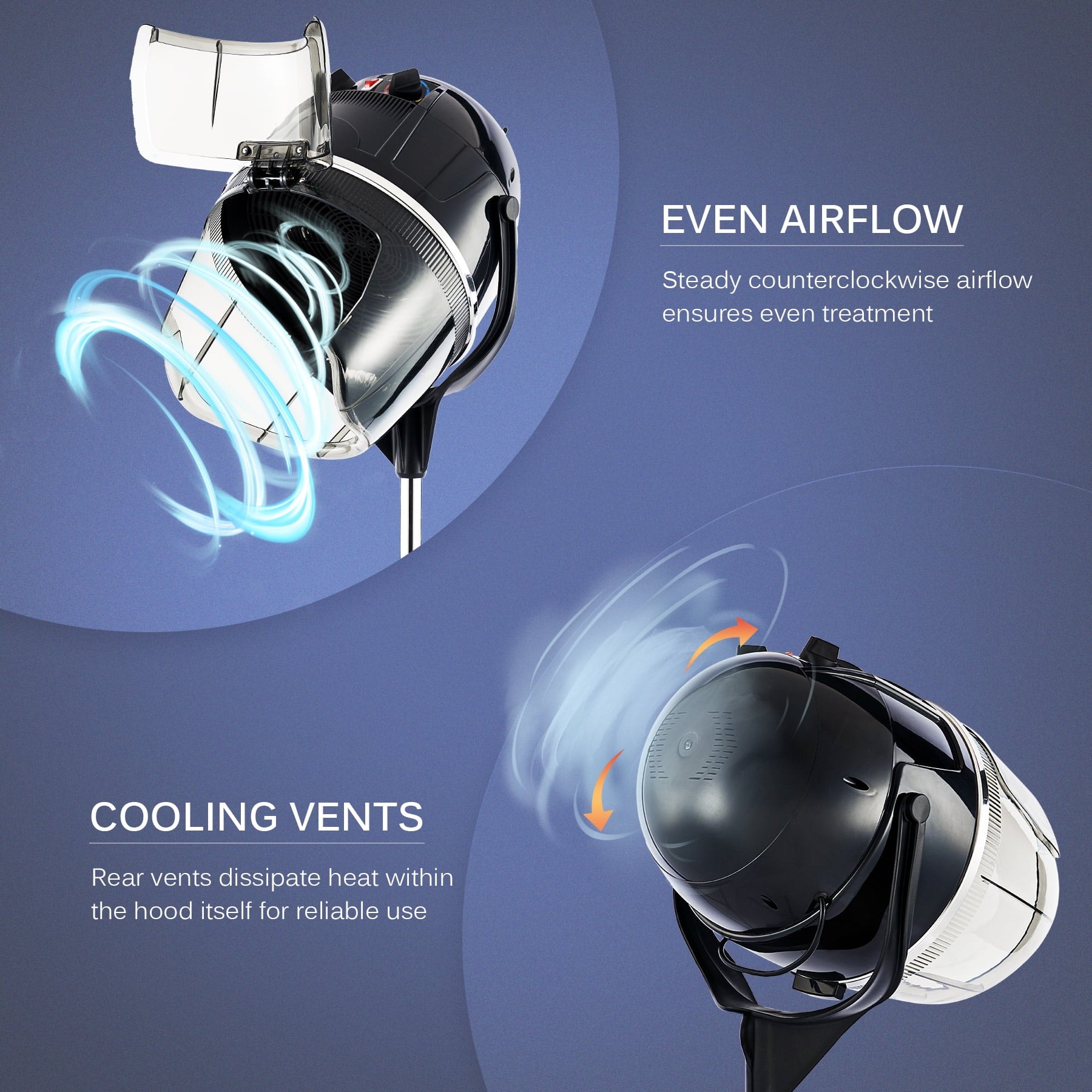 Professional Salon Stand Up Hood Hair Dryer, 1300 Watts, Black N5486