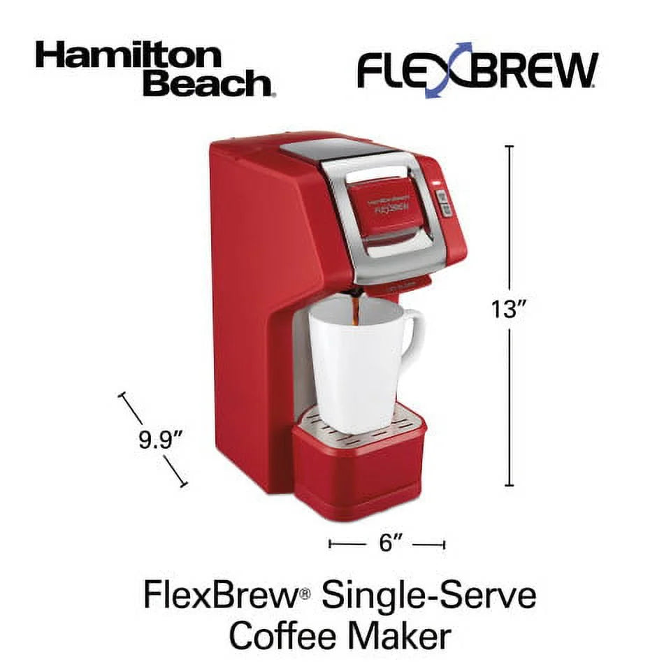 Single-Serve Coffee Maker for Pods or Ground Coffee, Red W5308