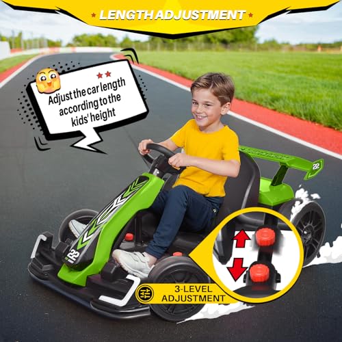 24V Kids Go Kart 300W Electric Drift Kart Outdoor Race Toy with 2X150W Motor, 7AH Battery K12878