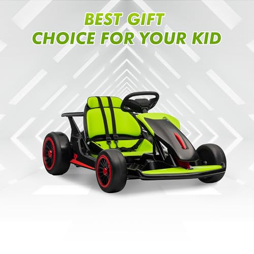 Electric Drift Kart for Kids with Adjustable Seat, LED Lights, 8.1 MPH W755255