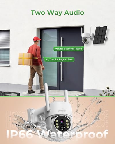 Solar Security Cameras Wireless Outdoor with 10" Monitor, 2K Color Night Vision, 2-Way Audio R5350