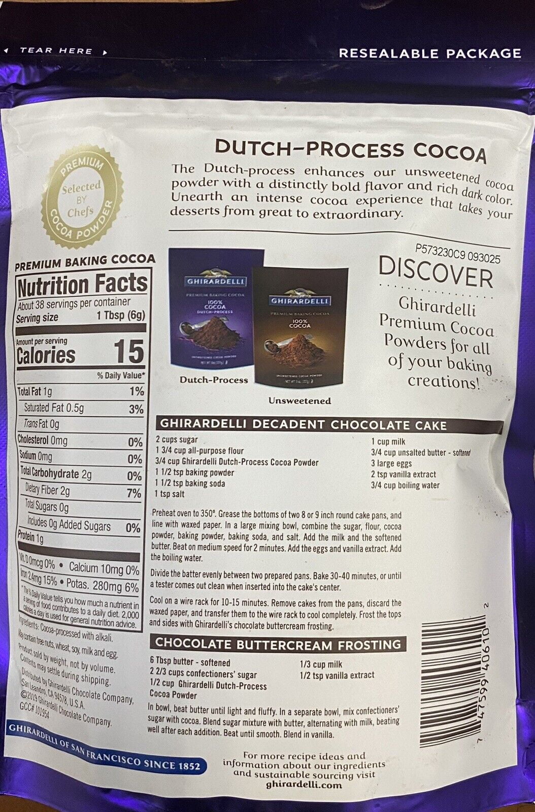 Dutch Process 100% Unsweetened Cocoa Powder 8 oz O62051