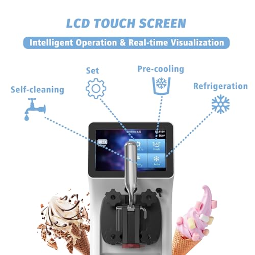Soft Serve Ice Cream Machine 1000W Single Flavor with Pre-cooling and Auto Clean E40282